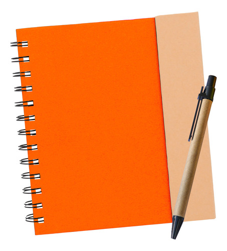 Libreta Ecologica Con Notas Block Boligrafo 70 Hojas Rayadas Color Naranja