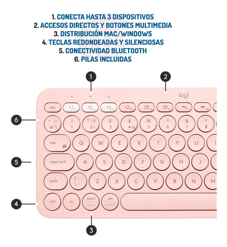 Imagen 4 de 6 de Teclado Bluetooth Logitech K380 Español Para iPad Tablet Mac