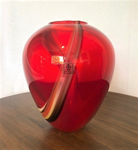 Vaso Vermelho Murano Cristal São Marcos 25,5cm