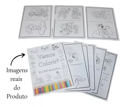 Kit 200 Desenhos Para Colorir Em Folha A4 - 2 Por Folha