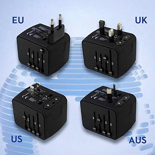 Enchufe Adaptador De Viaje Universal Todo En Uno Negro