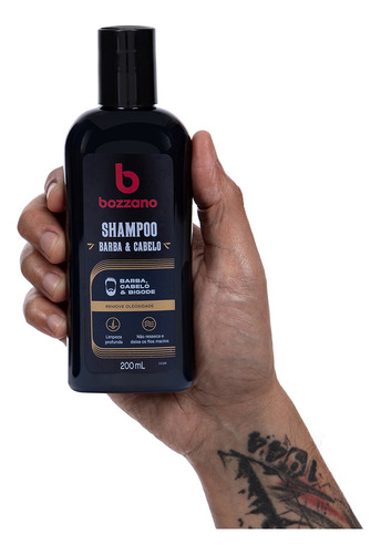 Shampoo Para Barba, Cabelo E Bigode Bozzano 200ml
