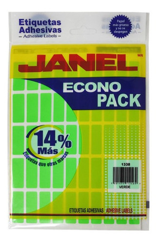Etiquetas Adhesivas Janel Econopack Fluorescente 13x38mm /v Color Verde