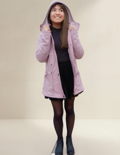 Parka De Mujer Gabardina Con Corderito Xxl
