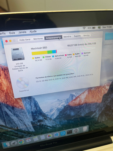 Macbook Pro 2009 - 8gb - 240ssd - 2,53 Ghz Intel Core 2 Duo Prateado (Usado)