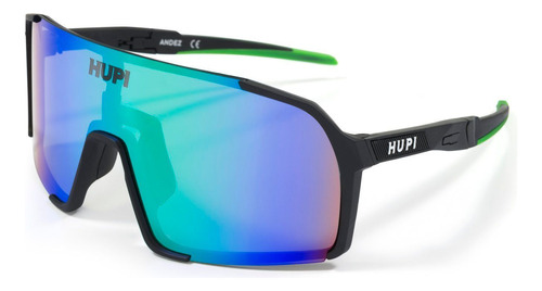 Óculos De Sol  Hupi Andez Preto/verde - Lente Verde Espelhad