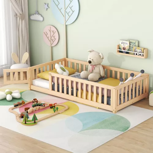 Cama para niños pequeños con listones, Cama Montessori, Cama de