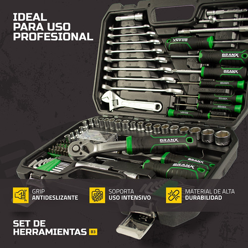 Set Juego Herramientas Maletin Branx 105 Pzas C Vanadio B3