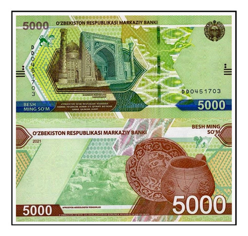 Uzbekistán - 5.000 Som - Año 2021