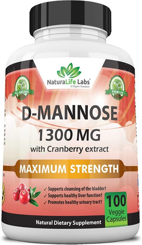Suplemento en cápsula Naturalife  Suplementos NaturaLife D-mannose 1,300 mg con extracto de arándano 100 cápsulas en frasco 100 un