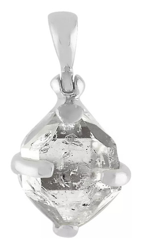 Dije De Diamante Herkimer En Plata De Ley 1.25 Color Blanco