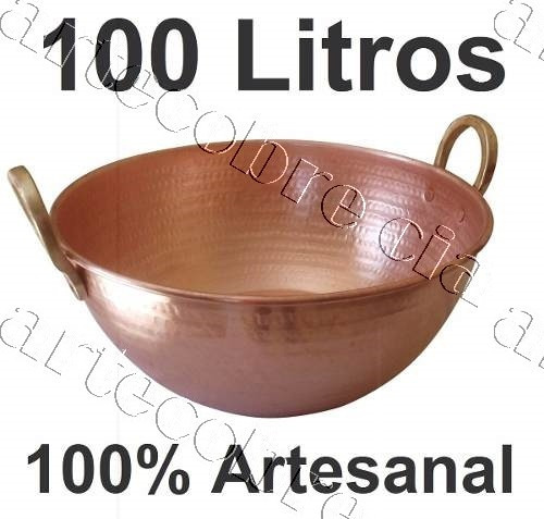 Tacho De Cobre Puro De 100 Litros 74cm Diâmetro Artecobre.