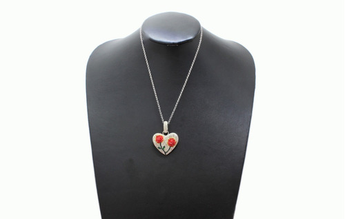 Collar Corazon Cristales Flores Plata D Ley 925 C1016