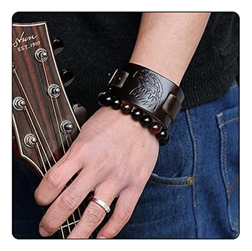 Pulsera Con Hebilla De Cinturón Punk Fusamk, Pulsera De Cuer