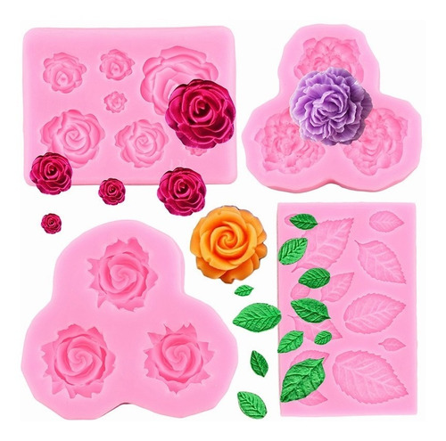 Molde De Silicona Rosas Flores Deja Peonía Fondant Pasta