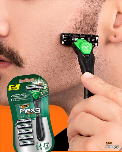 Maquina De Afeitar Bic Flex Hybrid Sensitive + 5 Repuestos