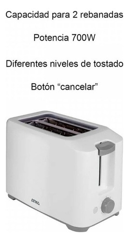 Tostadora De Pan Electrica Atma Essential To2180wp 700w