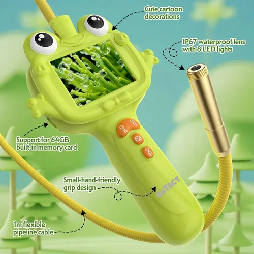 Endoscopio Infantil Con Luz Y Cámara 1080P Para Niños - Juguete STEM De Exploración Al Aire Libre, Camping Y Naturaleza Con Pantalla IPS