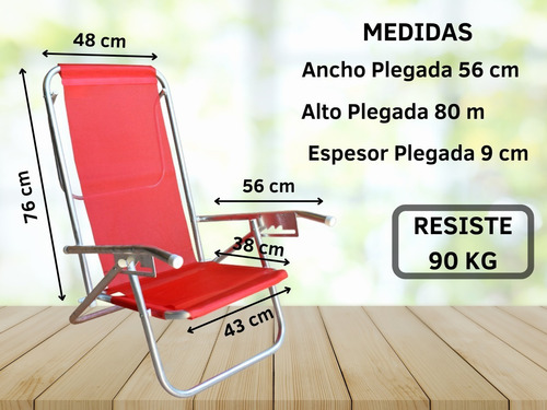 Imagen 3 de 9 de Reposera Aluminio 5 Pos. Coversol Kit X4- Disentino®