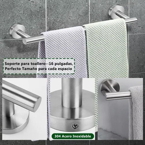 Imagen 3 de 10 de Juego De Accesorios De Baño Plata Mate, 7 Piezas