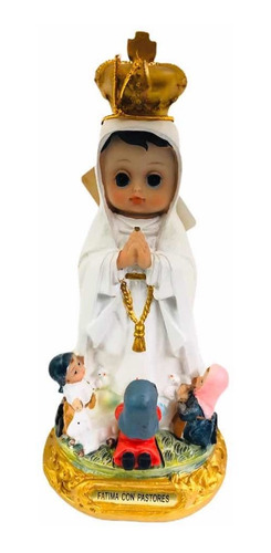 Virgen De Fátima Con Pastores Infantil Carita De Bebé 19 Cm