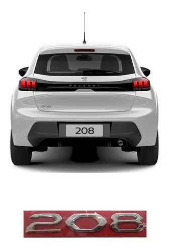 Emblema Letreiro Cromado 208 Peugeot Ano 2021 2022 2023