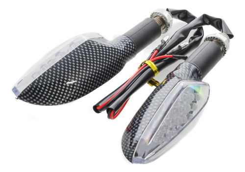 Direccional Moto Fibracarbon Led Amarilla Juego