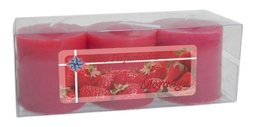 Kit 3 Velas Perfumadas De 1 Dia - Aroma Morango