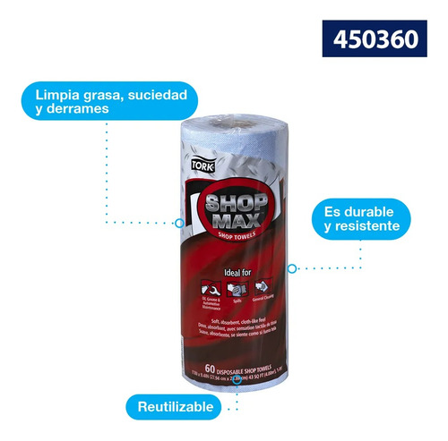 Servitoalla Shopmax Tork Azul 2 Rollos C/60 Hojas C/u