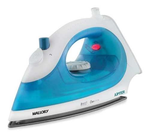 Imagem 3 de 3 de Ferro de passar a vapor Mallory Júpiter cor branco e azul com base antiaderente 110V