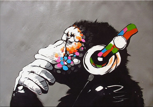 Cuadro Banksy Colores  100 X 70 Cm   Envios Gratis Canvas 