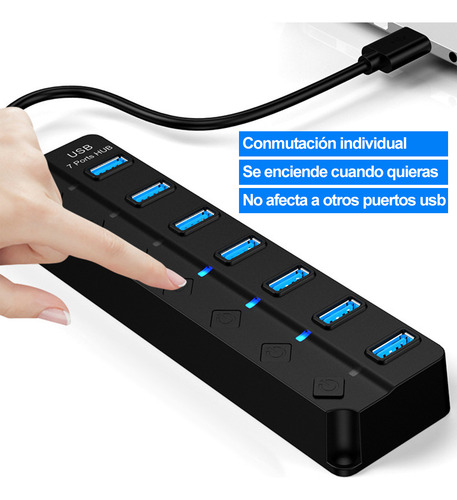 Hub Usb 3.0 Moxen Com 7 Portas Usb Com Switch Independente