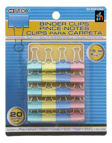 Clips Para Carpeta Metálico Colores Surtidos Papeleria