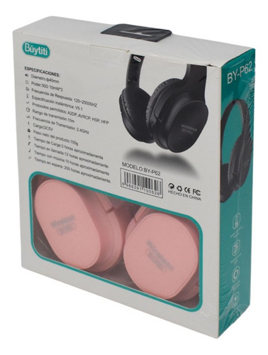 Audífonos Bluetooth Diadema By-p62 Manos Libres Con Radio Fm