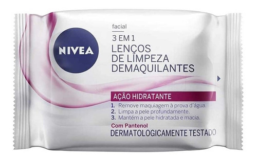 Lenços De Limpeza Demaquilantes Nivea 3 Em 1 Ação Hidratante