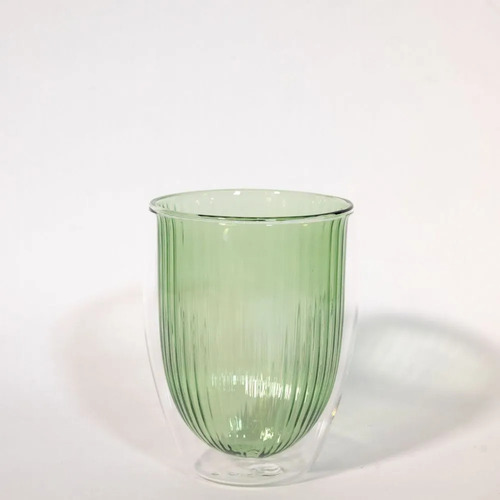 Vaso Doble Vidrio De Borosilicato Verde Verde Claro