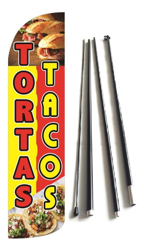 Tacos Tortas Estructura Combo Bandera Publicitaria 3.5 M 