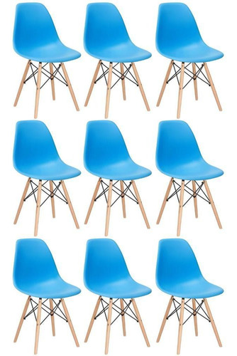 9 Cadeiras Eames Wood Dsw Eiffel Casa Jantar Colorida Cores Cor da estrutura da cadeira Azul-céu
