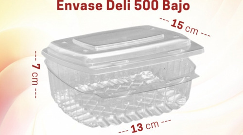 Envase Contenedor Plastico Transparente Sello Plus 500 Bajo