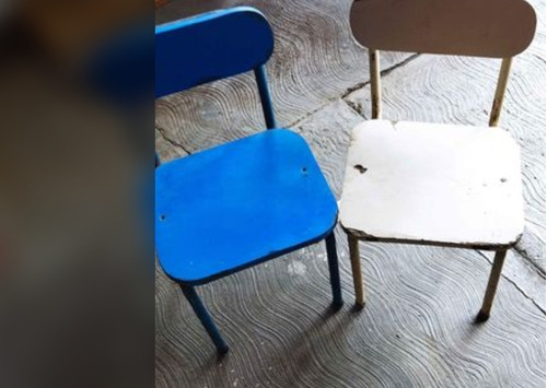 Sillas Pequeñas Escolar Kindergarte Hierro Y Madera 