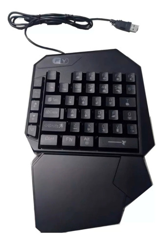 Teclado Gamer Pro Semi Mecanico Single Hand Uma Mao Led Rgb Preto Português Brasil
