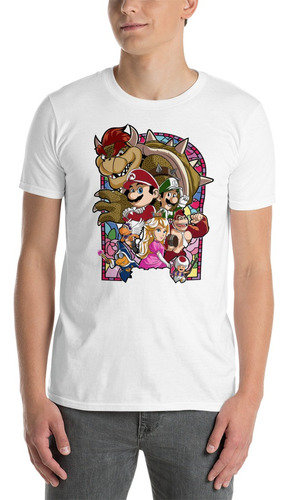 Playera Mario Bross Todos Los Personajes En Vitral Villano