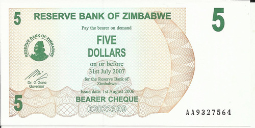 Zimbabwe 5 Dolares 2006