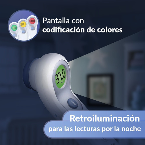 Imagen 2 de 7 de Termómetro Braun Frente Sin Contacto Luz Colores Ntf3000