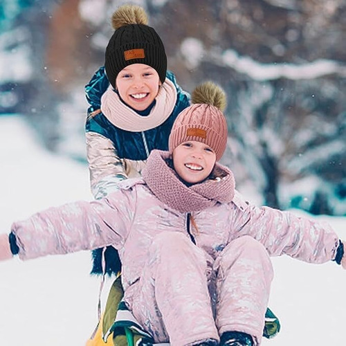 Juego De Gorro De Invierno Para Niños, Gorro Con Pompón