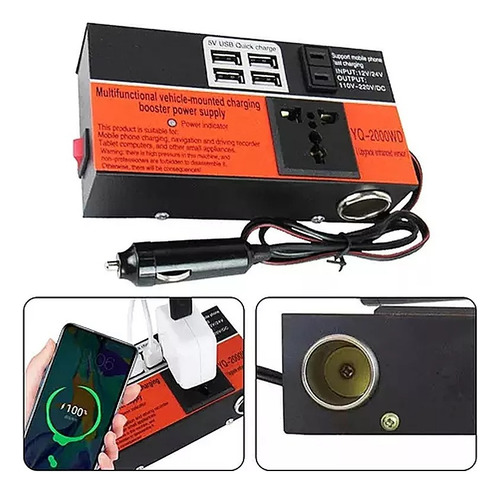 Inversor Voltaje Auto Convertidor Corriente 12v 220v 1.5k