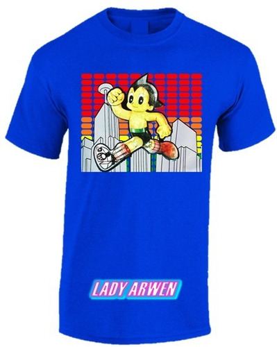 Astro Boy Playera Lenticular Camiseta Unisex Azul Corriendo