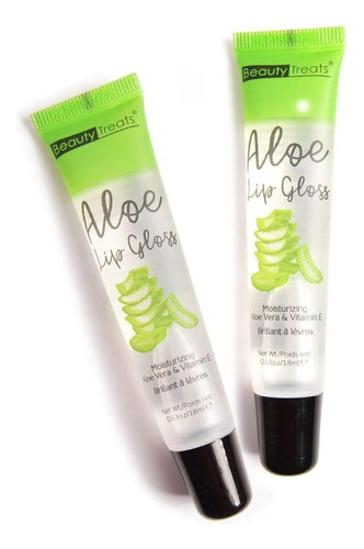 2 Piezas Beauty Treats Aloe Lip Gloss Hidratante Aloe Vera Y