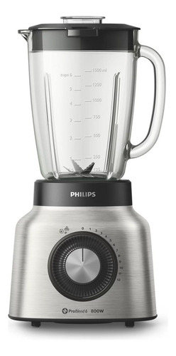 Licuadora Metálica Philips 800 W Vaso De Vidrio Hr2139