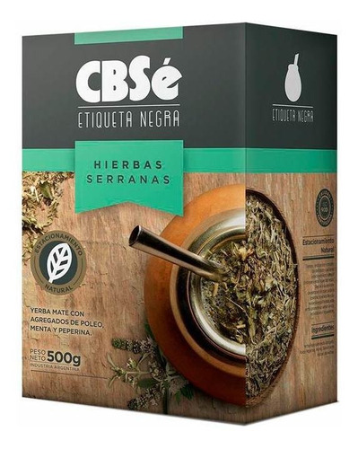 Yerba Cbse Etiqueta Negra Hierbas Serranas Caja 500g S/ Tacc